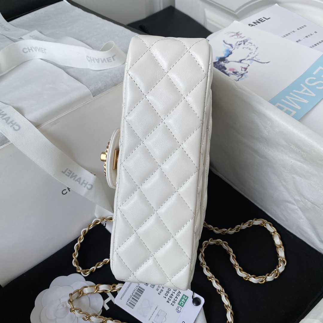 Lambskin Mini Flap Shoulder Bag AS4362 White